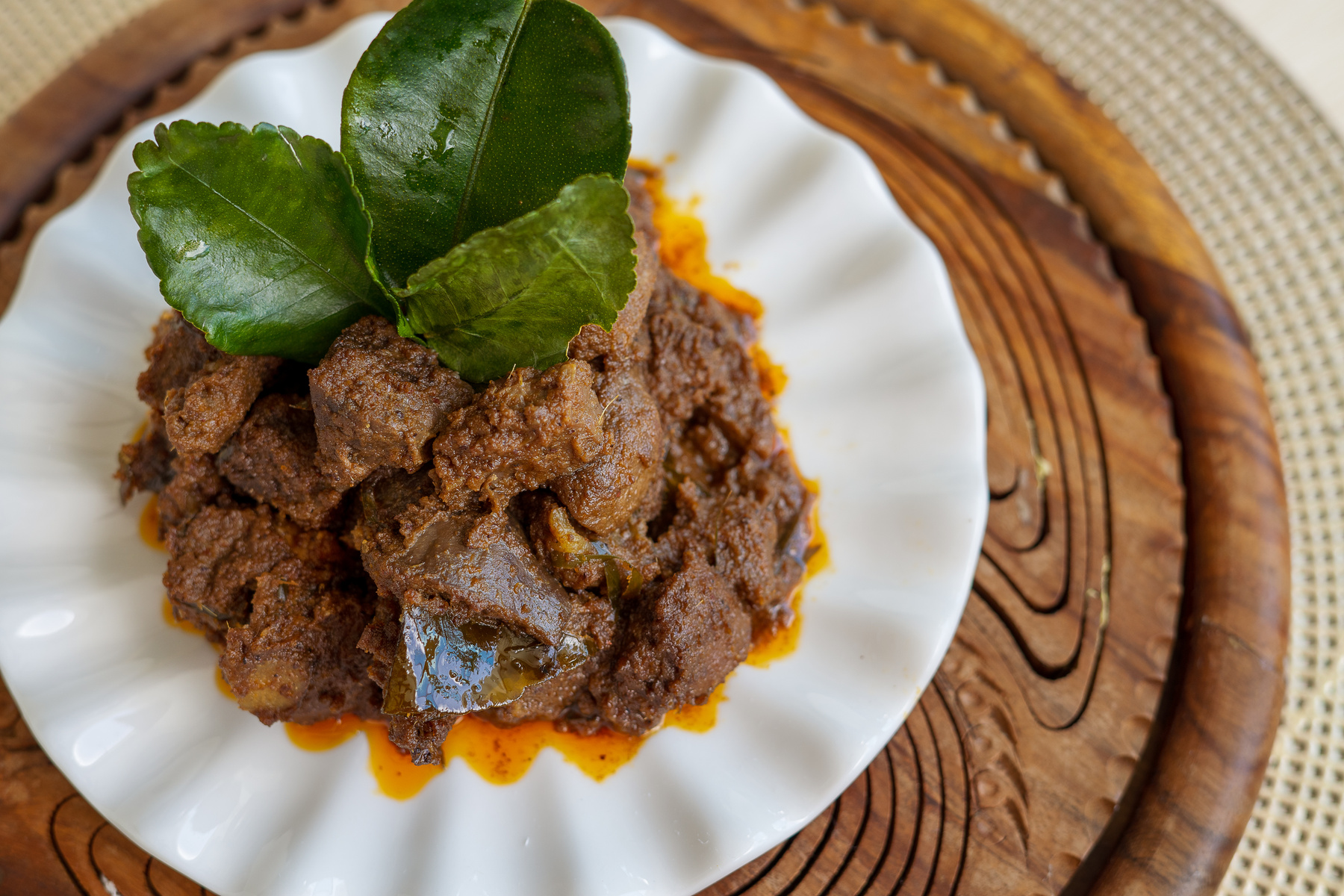 Plate of Tasty Beef Rendang Dish